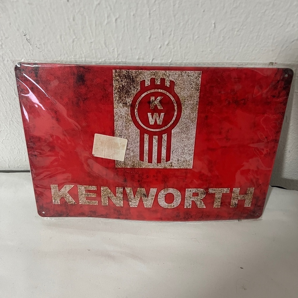 Vintage Style "Kenworth" Metal Red Sign Approx. 8x12 Shop, Warehouse Man-cave